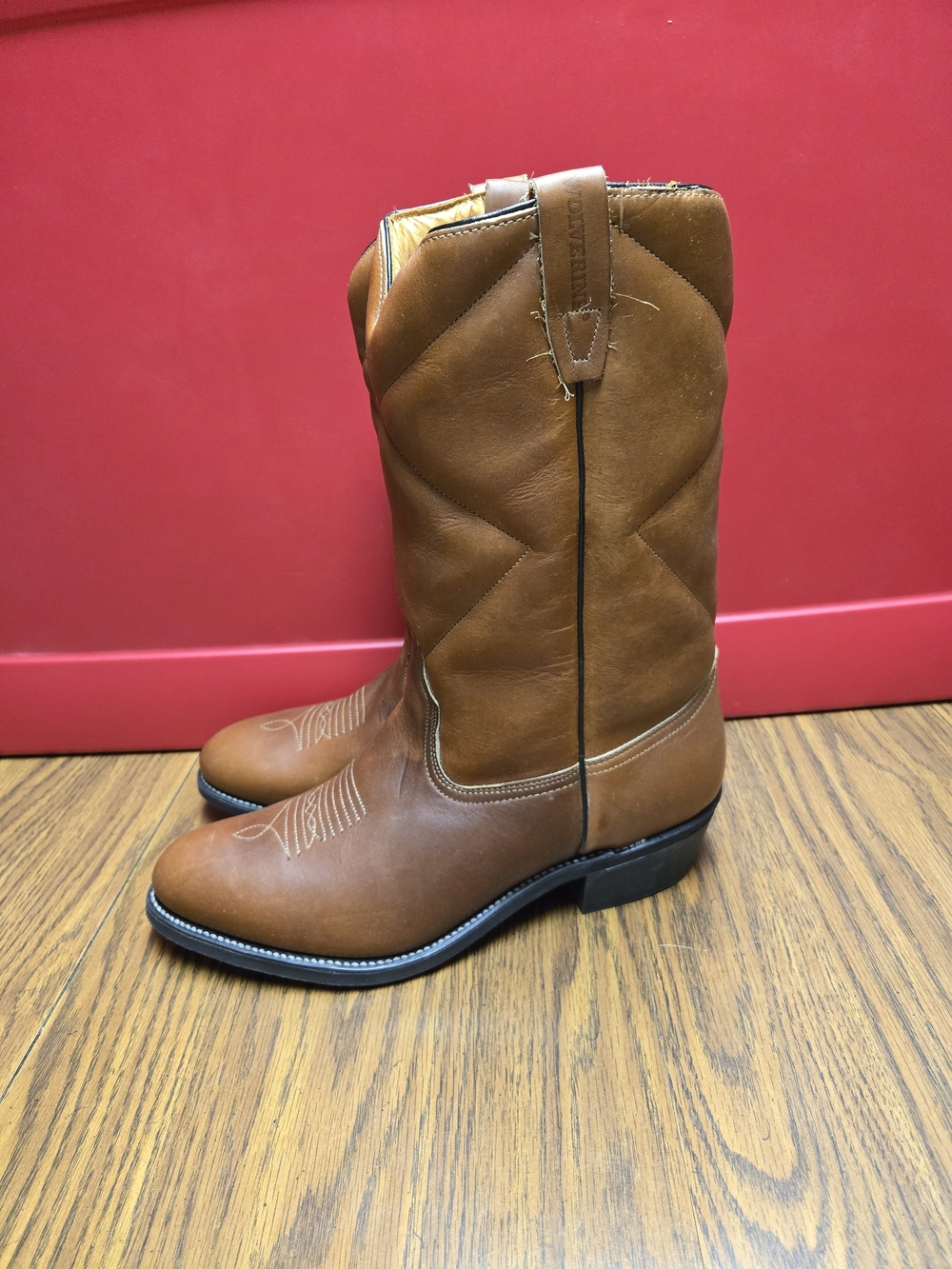 New With Tags Men's Wolverine Tan Brown Leather Western Pull-On Boots